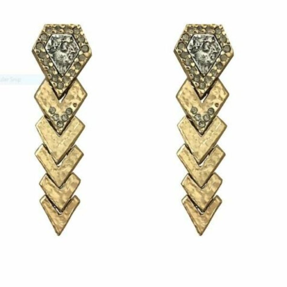 Tat2 Gold Piramis Diamond Shaped Earrings - New